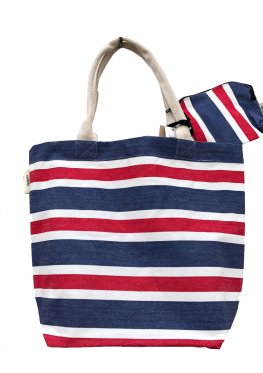Jedo Red White Blue Canvas Tote Bag with Purse
