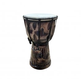 Tribal Carved Wooden Djembe Drum - 25cm