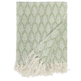Leaf Print 100% Soft Cotton Throw 130x150cm - Green