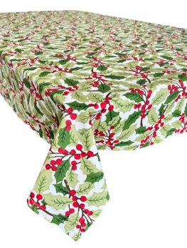 Holly Merry Christmas Coated Tablecloth 150x250cm