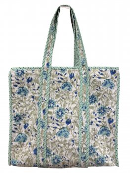 Aquamarina Hand Block Print Tote Bag