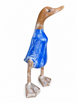 Handcrafted Wooden Duck 25cm - Ocean Blue