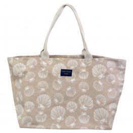 Shell Beige Canvas Large Tote Bag