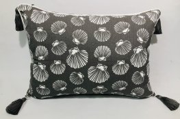 Shell Grey White Tassel Cushion Cover 40x55cm