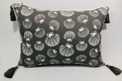 Shell Grey White Tassel Cushion Cover 40x55cm