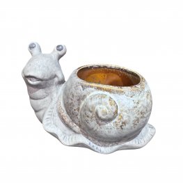 Frosted Stone Snail Ceramic Planter - 16cmx10cm