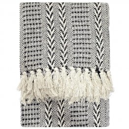 Chevron 100% Soft Cotton Throw 130x150cm - Black