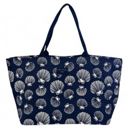 Shell Navy/White Canvas Large Tote Bag