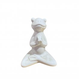 Zen Frog Ceramic Ornament -White - 11cm