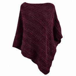 Round Neck Soft Knitted Poncho 100% Acrylic - Maroon