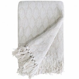 Leaf Print 100% Soft Cotton Throw 130x150cm - Natural
