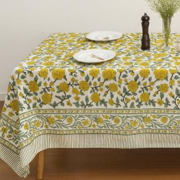 Tuscan Valley Hand Block Print Tablecloth 150x250cm