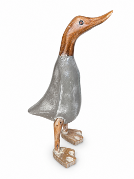 Handcrafted Wooden Duck 25cm - Coastal Grey