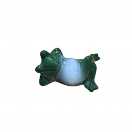 Relaxing Frog Ceramic Ornament – Green - 10cm