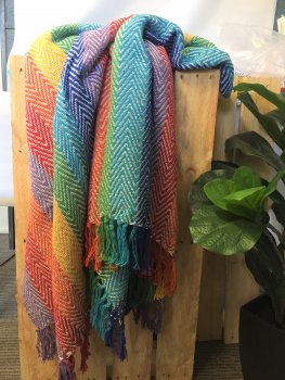 Rainbow Zig Zag Cotton Throw 230x250cm