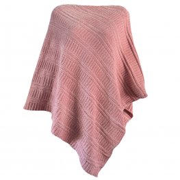 Round Neck Soft Knitted Poncho 100% Acrylic - Dusky Rose