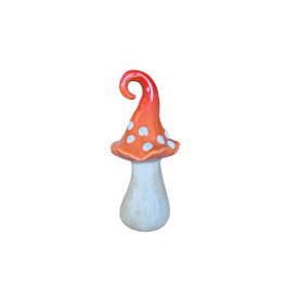Whimsical Curly Cap Ceramic Mushroom Ornament - 15cm