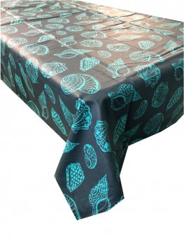 Coastal Shell Navy Coated Tablecloth 150x150cm