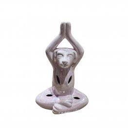 Yoga Dog Ceramic Statue – Pearlescent - 19cm