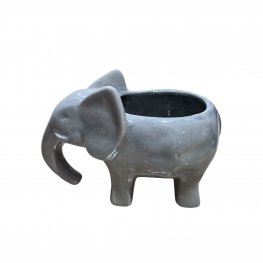 Grey Elephant Ceramic Planter - 15cmx12cm