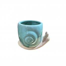 Aqua Snail Ceramic Planter - 9cmx7cm