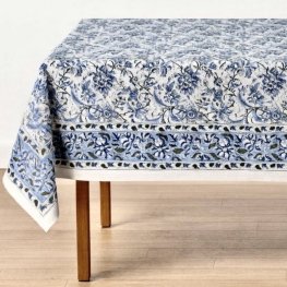 Canary Islands Hand Block Print Round Tablecloth 150cm