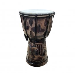 Tribal Carved Wooden Djembe Drum - 30cm