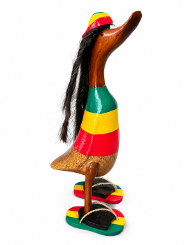Handcrafted Wooden Duck 40cm - Rasta Flip Flops