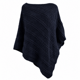 Round Neck Soft Knitted Poncho 100% Acrylic - Navy