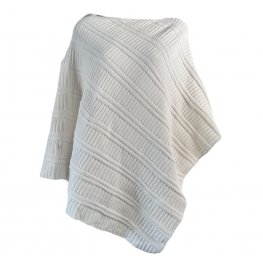 Round Neck Soft Knitted Poncho 100% Acrylic - White