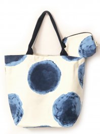 Polka Dot Blue Canvas Tote Bag with Purse Polka Dot Blue Canvas Tote Bag with Purse