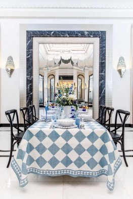 Alaskan Pier Hand Block Print Round Tablecloth 150cm