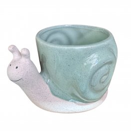 Mint Snail Ceramic Planter - 15cmx9cm
